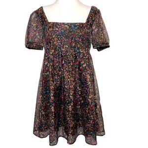 Fairy Grunge Dark Cottagecore Milkmaid Backless Sheer Puff Sleeve Purple Dress M